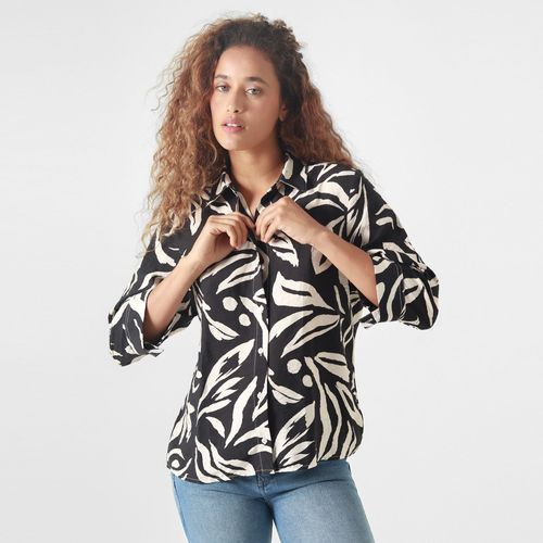 Blusa Cuello Camisero Manga Larga