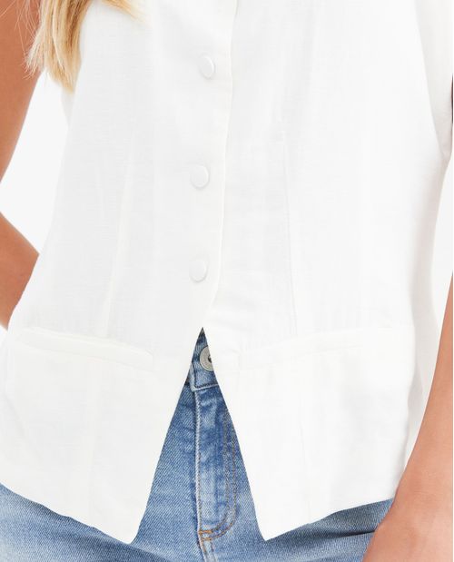 Camisa Tipo Chaleco en Lino y Algodón para Mujer