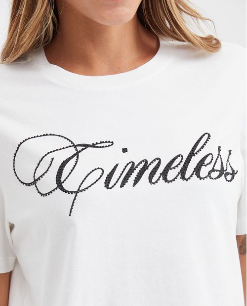 Camiseta Estampada con Detalle de Piedras para Mujer