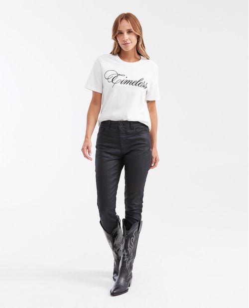 Camiseta Estampada con Detalle de Piedras para Mujer