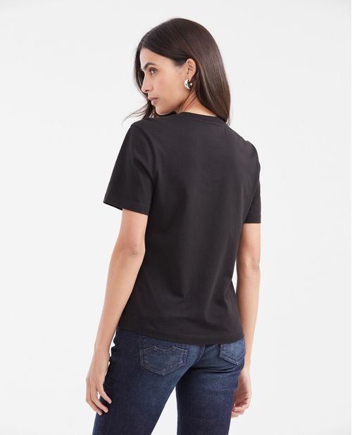 Camiseta Estampada con Detalle de Piedras para Mujer