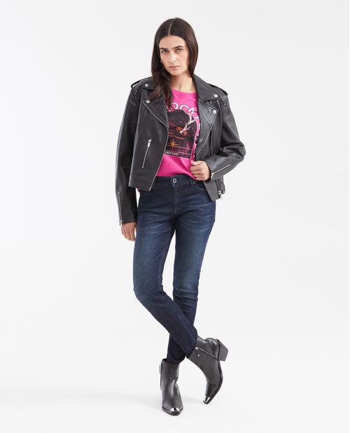 Camiseta Estampada con Detalle de Piedras para Mujer