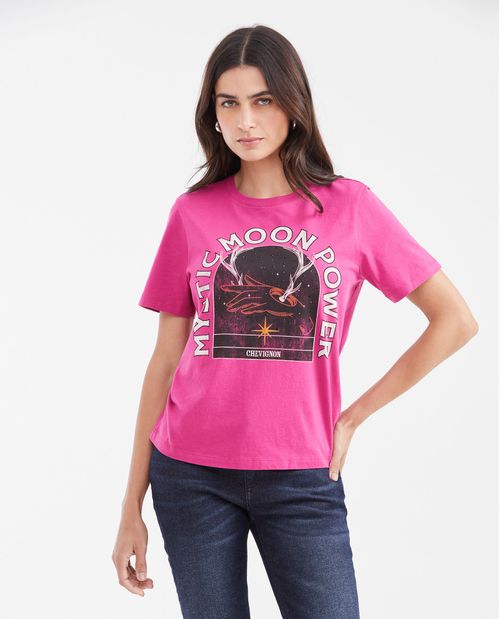 Camiseta Estampada con Detalle de Piedras para Mujer