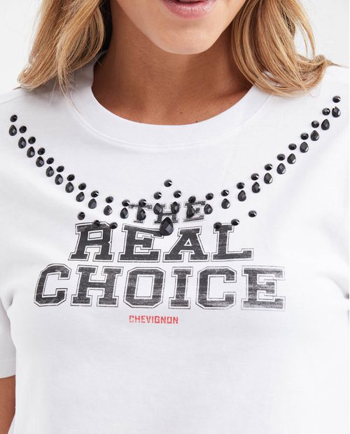 Camiseta Estampada con Detalle de Piedras para Mujer