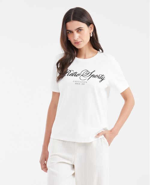 Camiseta Estampada con Detalles Aterciopelados para Mujer