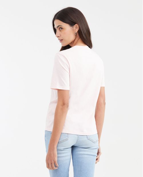 Camiseta Silueta Recta con Apliques Bordados para Mujer