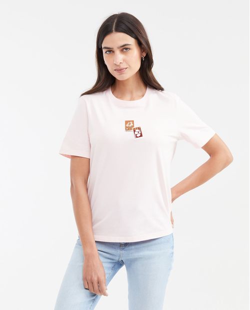 Camiseta Silueta Recta con Apliques Bordados para Mujer