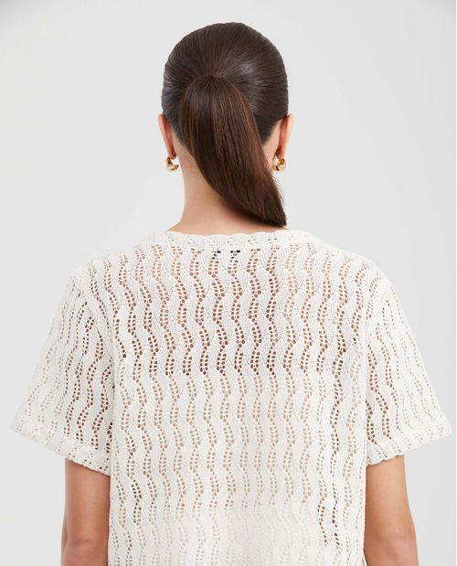 Camiseta Recta con Textura Tejida para Mujer