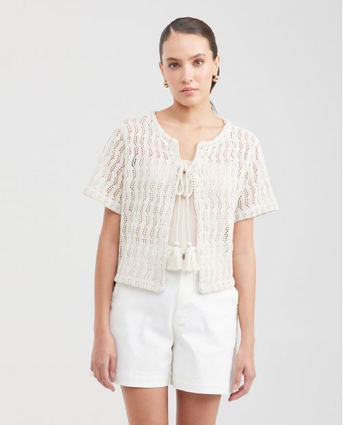 Camiseta Recta con Textura Tejida para Mujer