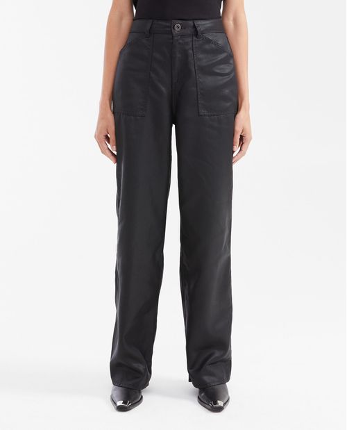 Pantalón Wide Leg con Efecto Resinado para Mujer