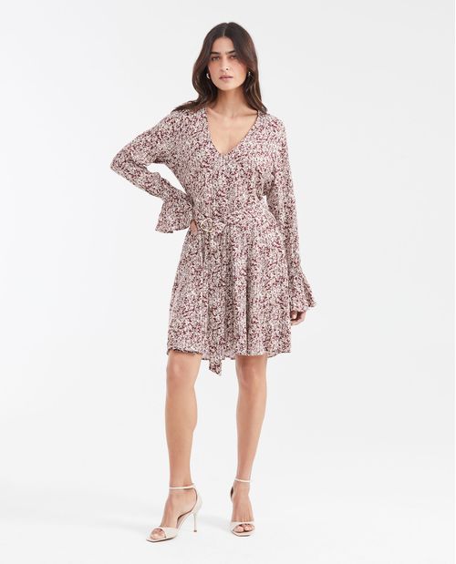 Vestido Corto con Estampado de Flores para Mujer