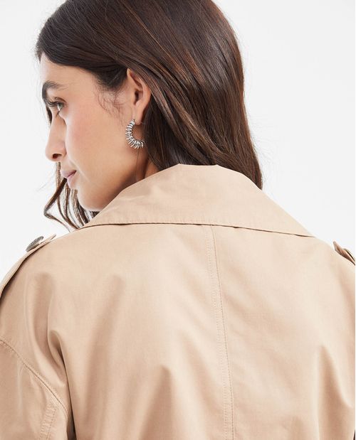 Chaqueta Tipo Trench Largo Crop para Mujer