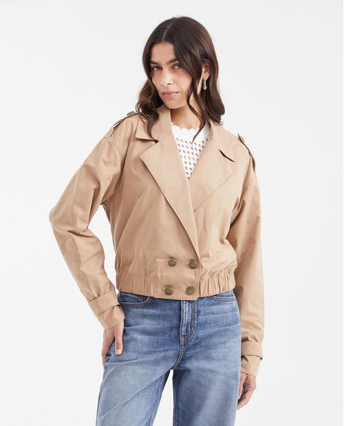 Chaqueta Tipo Trench Largo Crop para Mujer