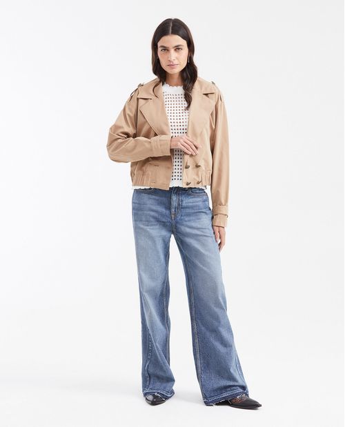 Chaqueta Tipo Trench Largo Crop para Mujer