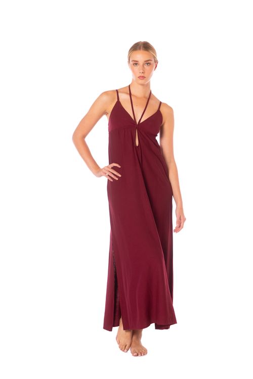 VESTIDO LARGO CON ESCOTE EN V