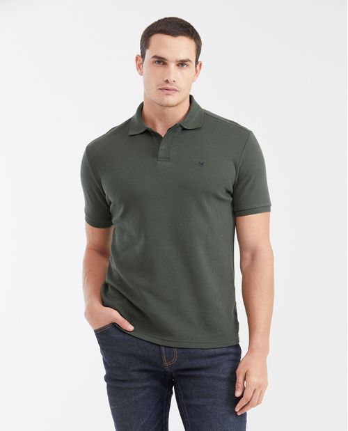 Camiseta Polo Slim Fit con Textura Waffle y Botones Ocultos para Hombre