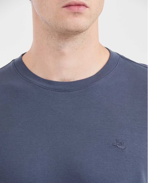 Camiseta Básica Slim Fit Cuello Redondo en Algodón Doble Punto para Hombre
