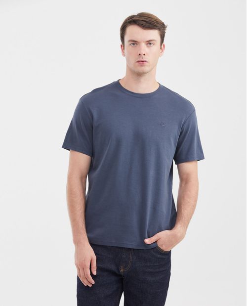 Camiseta Básica Slim Fit Cuello Redondo en Algodón Doble Punto para Hombre
