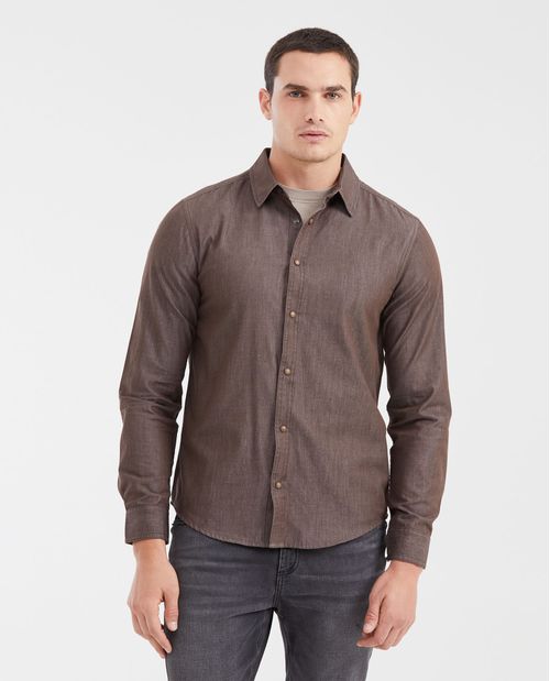 Camisa Slim Fit Manga Larga con Broches para Hombre