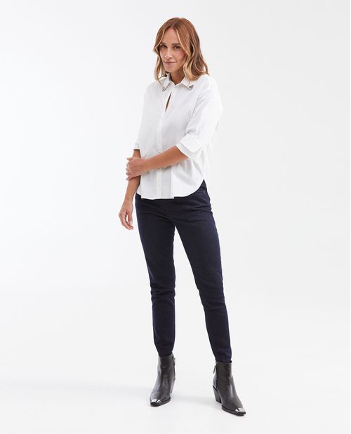 Jean High Rise Bota Slim Azul Ultra Oscuro para Mujer