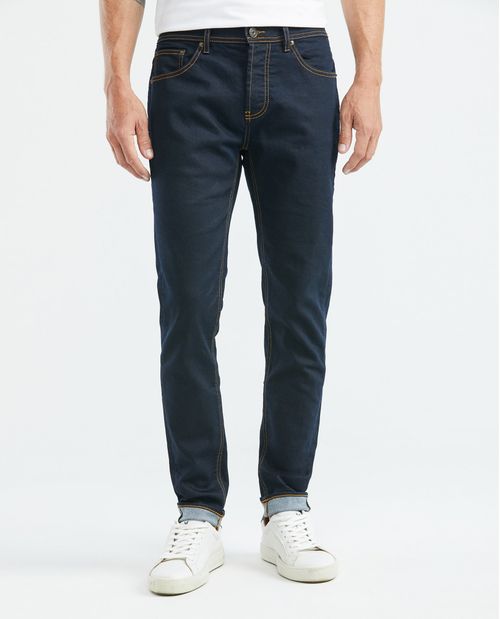 Jean de Hombre Super Slim Fit, Rider, Bota Super Slim - Azul Oscuro Acabado Resinado