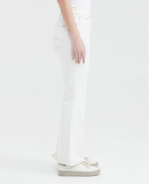 Jean High Rise Bota Flare en Denim Color Crudo para Mujer