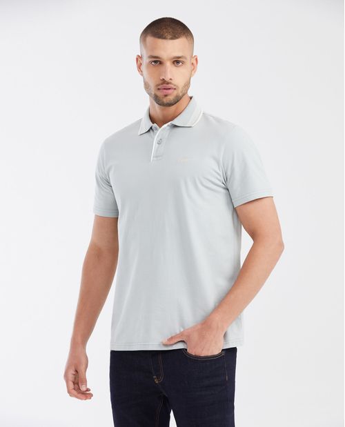 Camiseta Polo Slim Fit con Cuello Mil Rayas y Manga Tradicional para Hombre