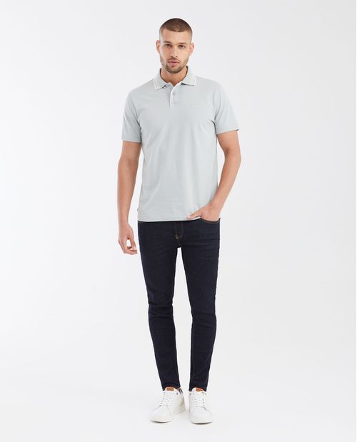Camiseta Polo Slim Fit con Cuello Mil Rayas y Manga Tradicional para Hombre