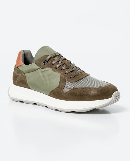 Tenis Tipo Runner en Textil y Cuero para Hombre