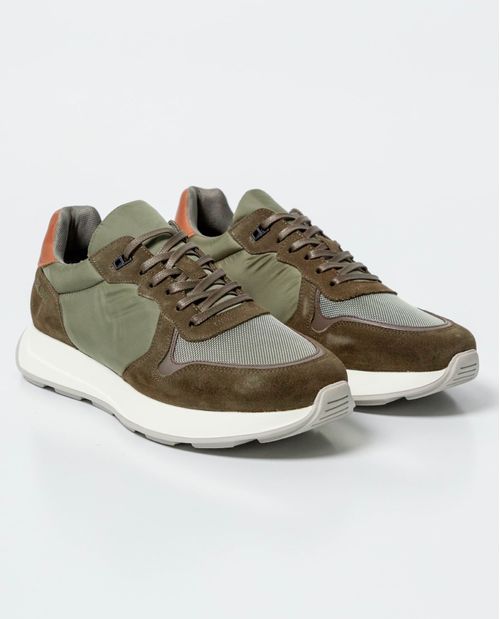 Tenis Tipo Runner en Textil y Cuero para Hombre