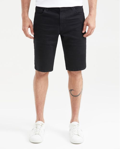 Bermuda en Denim Straight Fit Negro Mate para Hombre