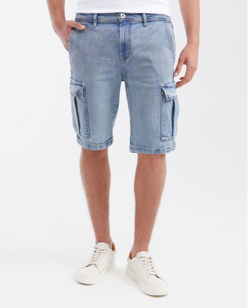 Bermuda en Denim Straight Fit Azul Claro para Hombre