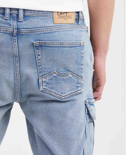 Bermuda en Denim Straight Fit Azul Claro para Hombre
