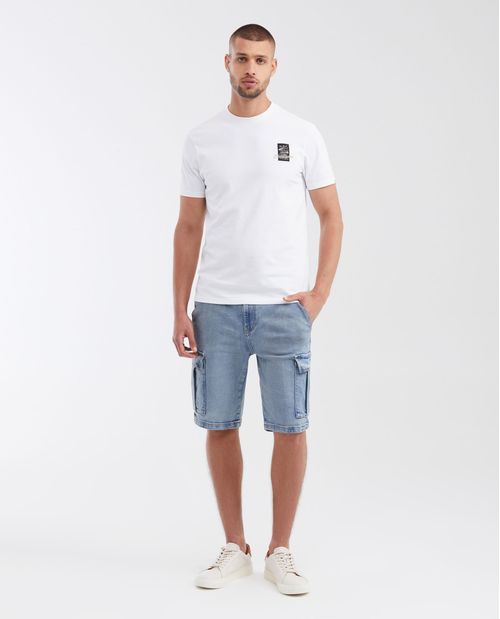 Bermuda en Denim Straight Fit Azul Claro para Hombre