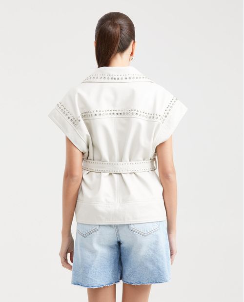 Chaqueta Chaleco de Piel de Cordero para Mujer