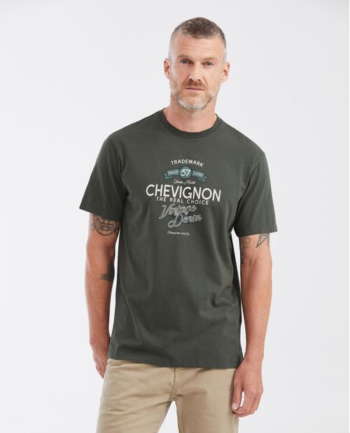 Camiseta Classic Fit Estampada en Algodón Peso Medio para Hombre