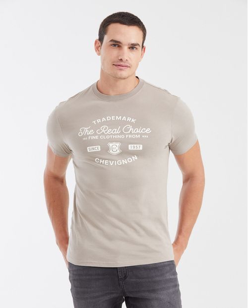 Camiseta Slim Fit Estampada Cuello Redondo para Hombre