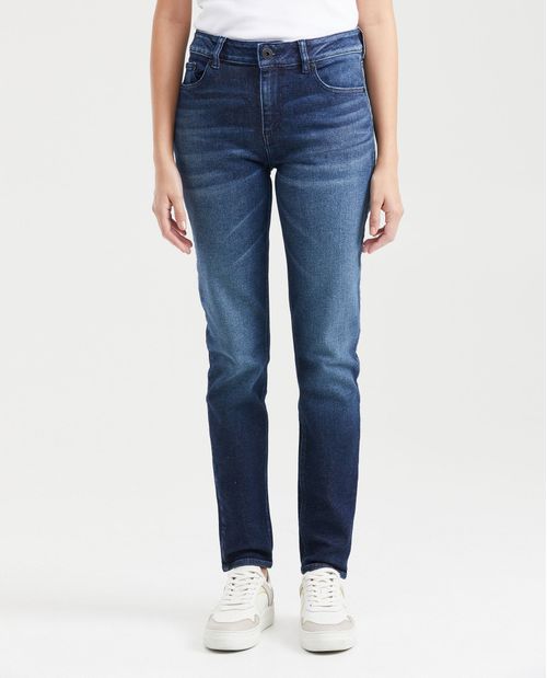 Jean High Rise Bota Skinny Azul Ultra Oscuro para Mujer
