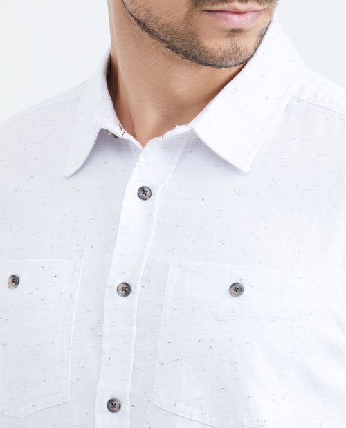 Camisa Slim Fit Manga Larga en Algodón Unicolor con Efectopara Hombre