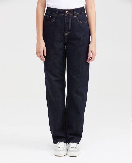 Jean Straight Fit Super High Rise Bota Relaxed Azul Ultra Oscuro para Mujer