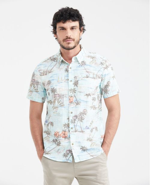 Camisa Classic Fit Manga Corta con Estampado Maxi Print para Hombre