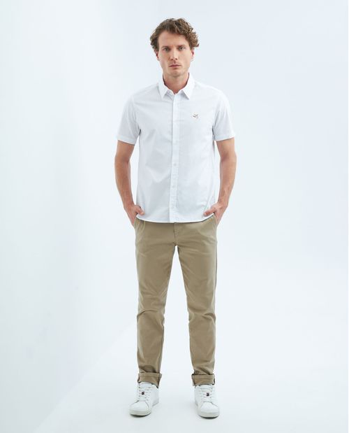 Camisa de Hombre, Slim Fit Manga Corta - Oxford 100% Algodón