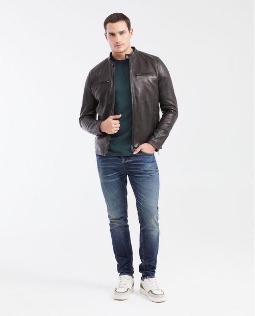 Jean Súper Slim Fit Tiro Bajo Bota Super Slim Azul Medio Vintage para Hombre