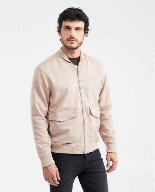 Chaqueta Tipo Bomber en Gamuza para Hombre