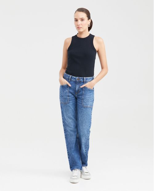 Jean High Rise Boot Cut Azul Oscuro para Mujer