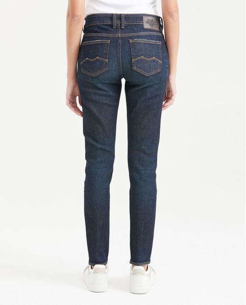 Jean Low Rise Bota Skinny Azul Ultra Oscuro para Mujer