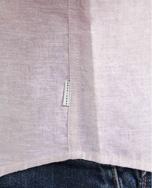 Camisa Slim Fit Manga Corta en Lino y Algodón para Hombre