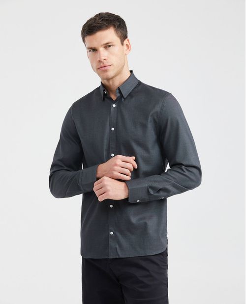 Camisa Premium Slim Fit Manga Larga con Estampado Mini Print para Hombre