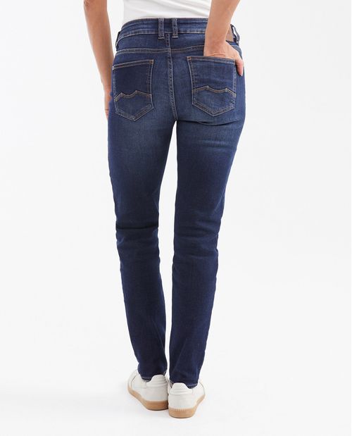 Jean Low Rise Bota Slim Azul Oscuro Vintage para Mujer