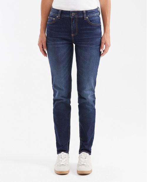 Jean Low Rise Bota Slim Azul Oscuro Vintage para Mujer